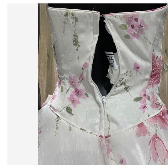 Mori Lee Strapless Asymmetrical Floral Gown Size 3/4 - Picture 6 of 8